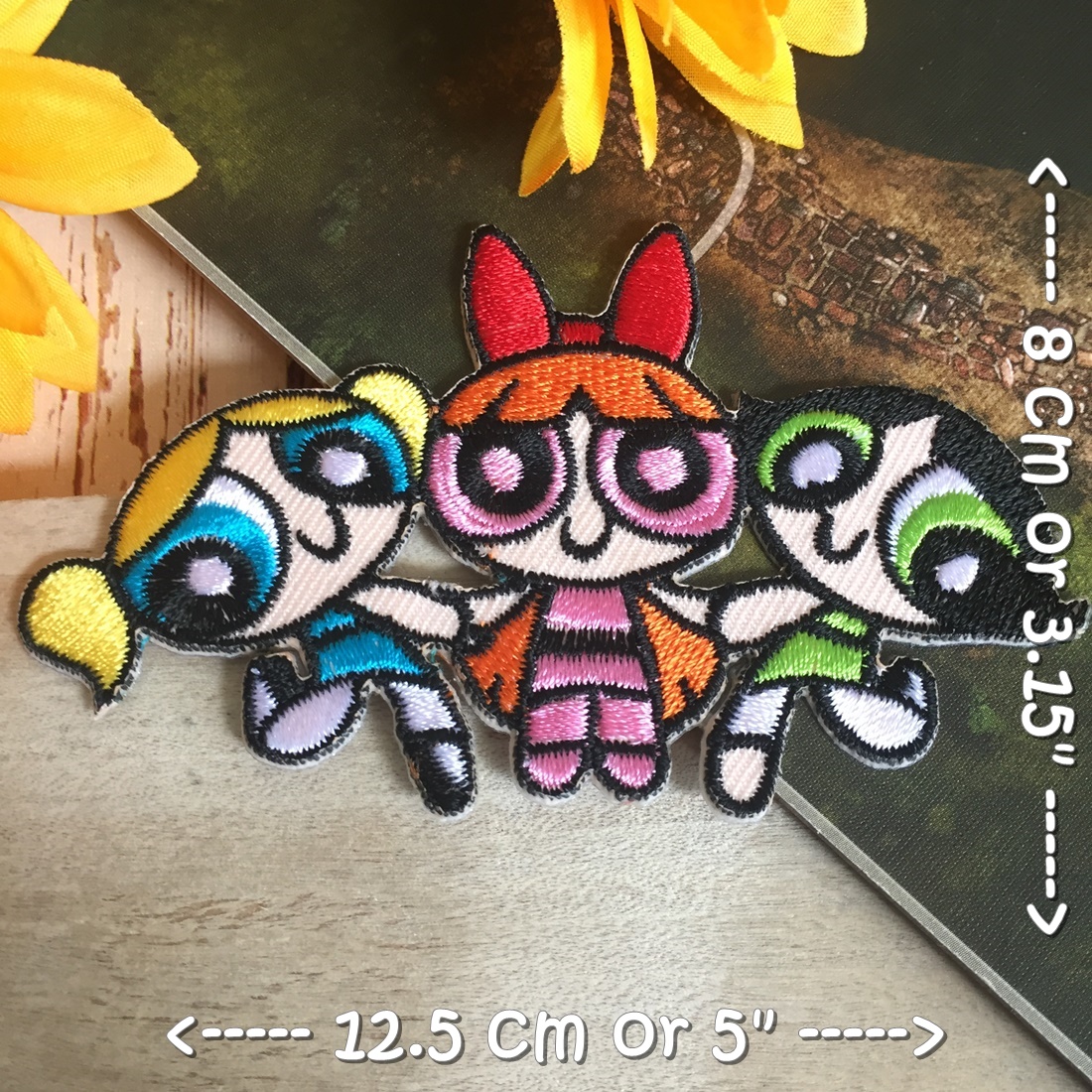 Powerpuff Girl ตัวรีดแบบปัก อาร์มปัก ตัวรีดติดเสื้อ ตัวรีด ติดกระเป๋า ติดหมวก ติดแจ๊คเก็ต Cute Iron on Embroidered Patch