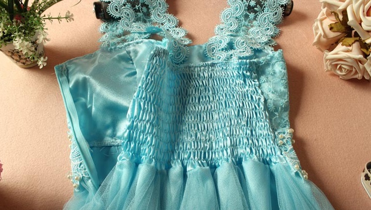 ชุดเดรสออกงานสีฟ้า ส่งฟรี ems