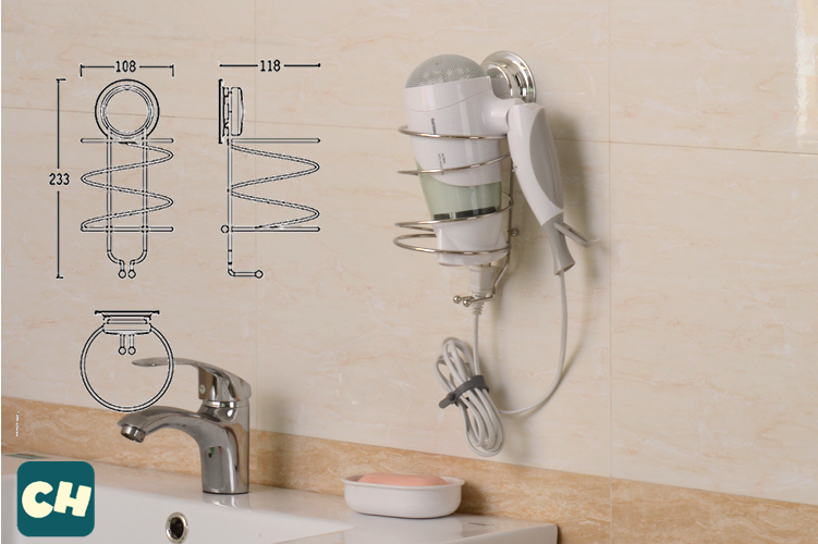 CH-13 ที่วางไดส์เป่าผม รุ่น Chrome Series ไม่ต้องเจาะผนัง