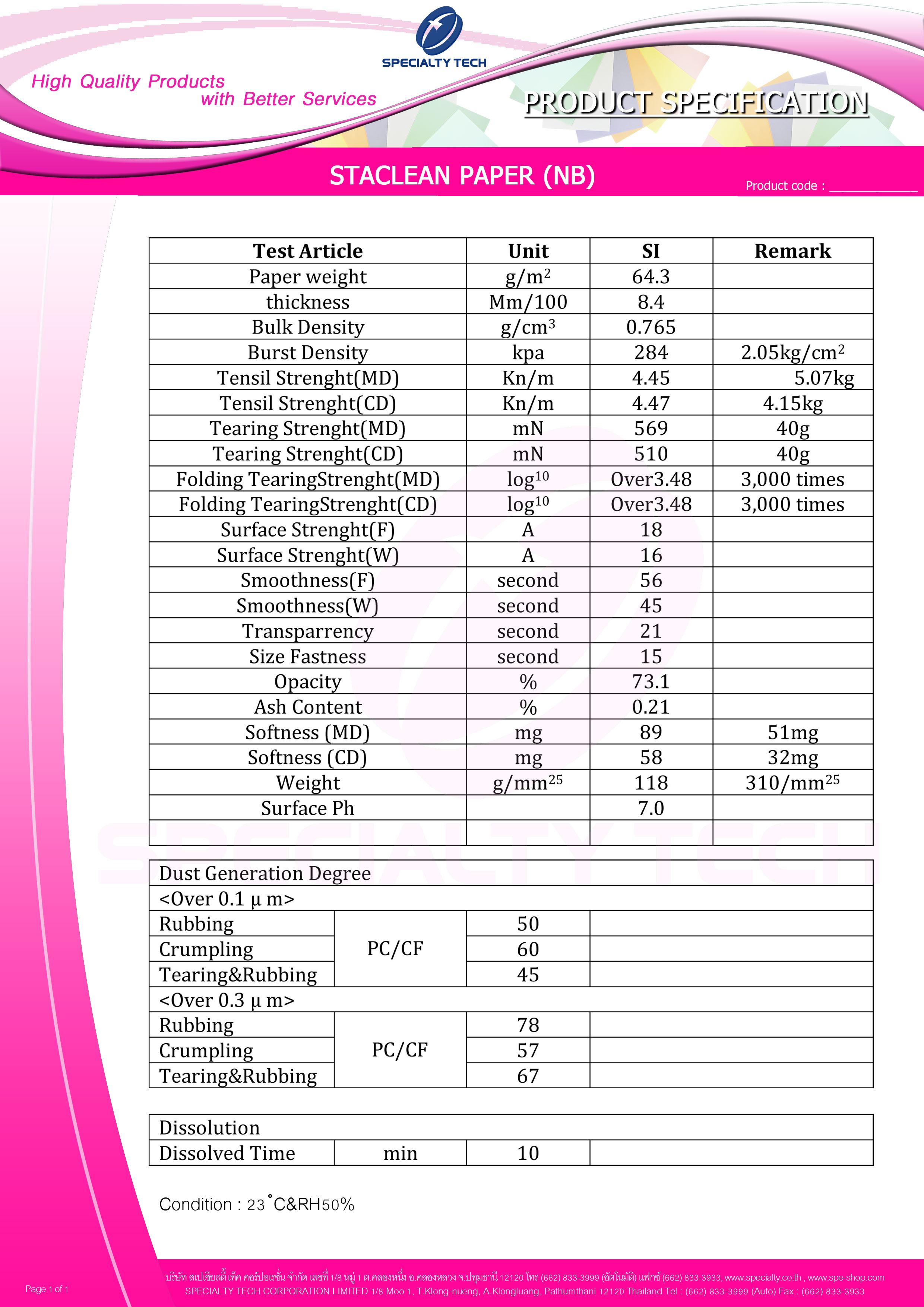 STACLEAN PAPER NB
