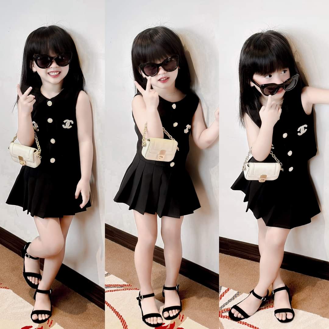 💜พร้อมส่ง💜ชุดเด็กผู้หญิง/JA105_น้องชา กระโปรงอัดกลีบสั้น