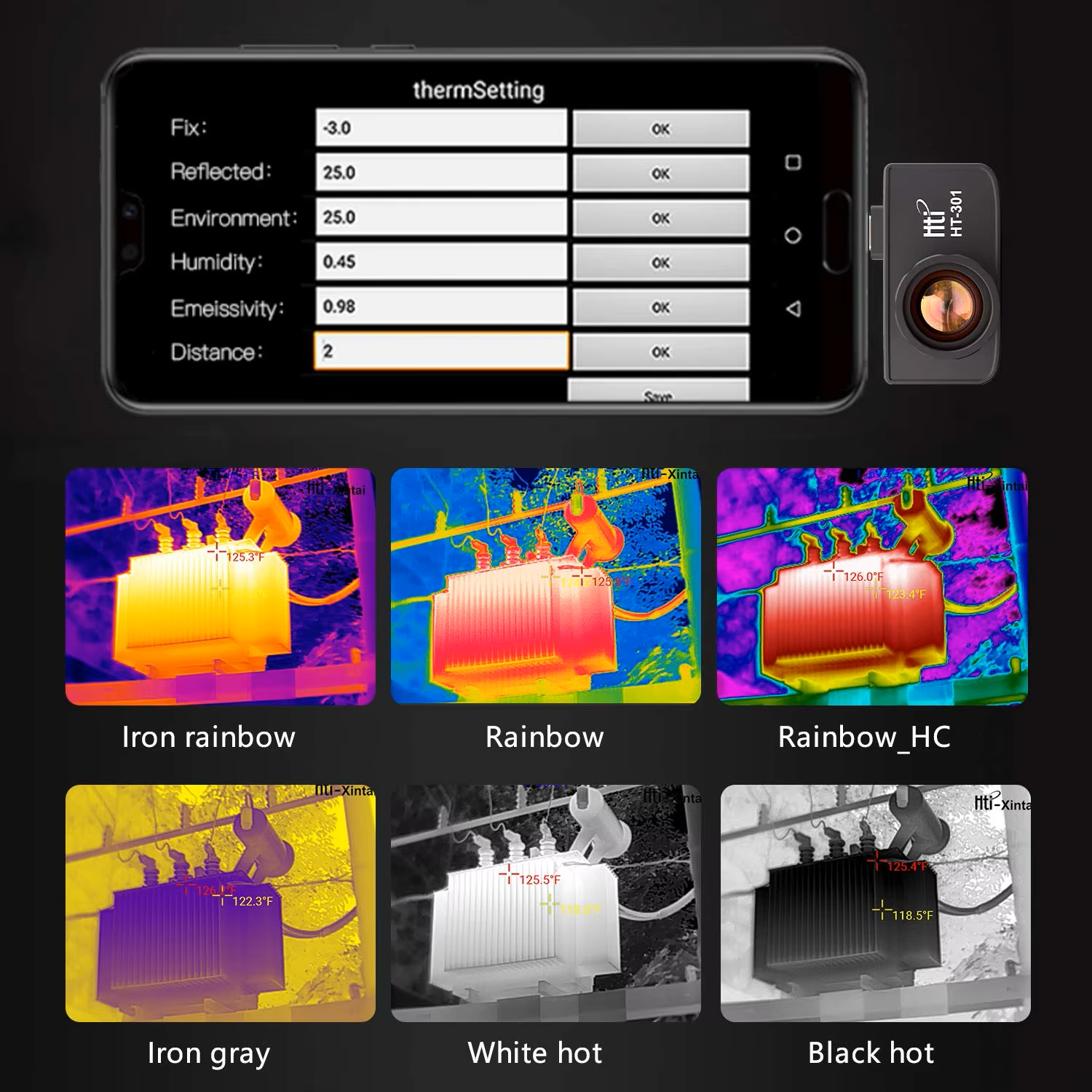 HTI, HT-301, IR Infrared Thermal Imager 384x288, Mobile Phone Thermal Imaging Camera, Thermometer Device for Android Phone Type C,กล้องถ่ายภาพความร้อน,