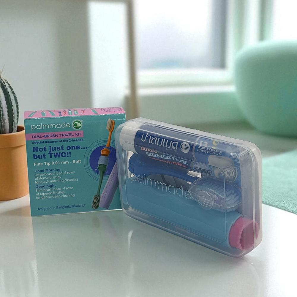ชุดแปรงสีฟัน 2 หัว (6 สี) ยกกล่อง Palmmade Dual-Brush Travel Kit (1 Box 6 Colors)