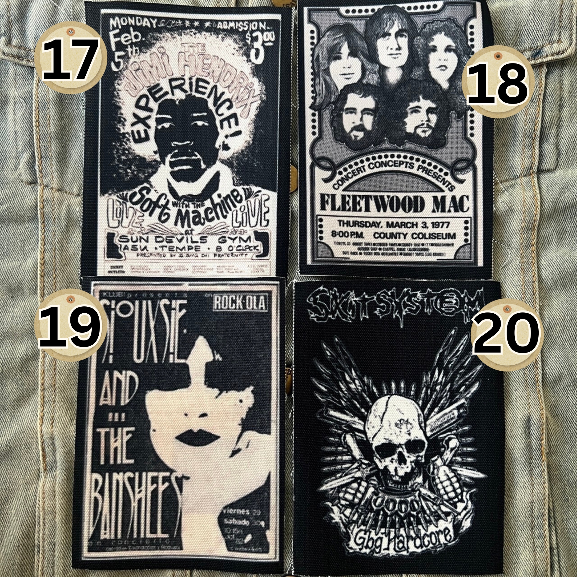 ตัวรีดติดเสื้อ วงดนตรี ร็อค วินเทจ พังค์ ผ้าแคนวาสพิมพ์ลาย ตกแต่งเสื้อผ้า Canvas Iron on Patch