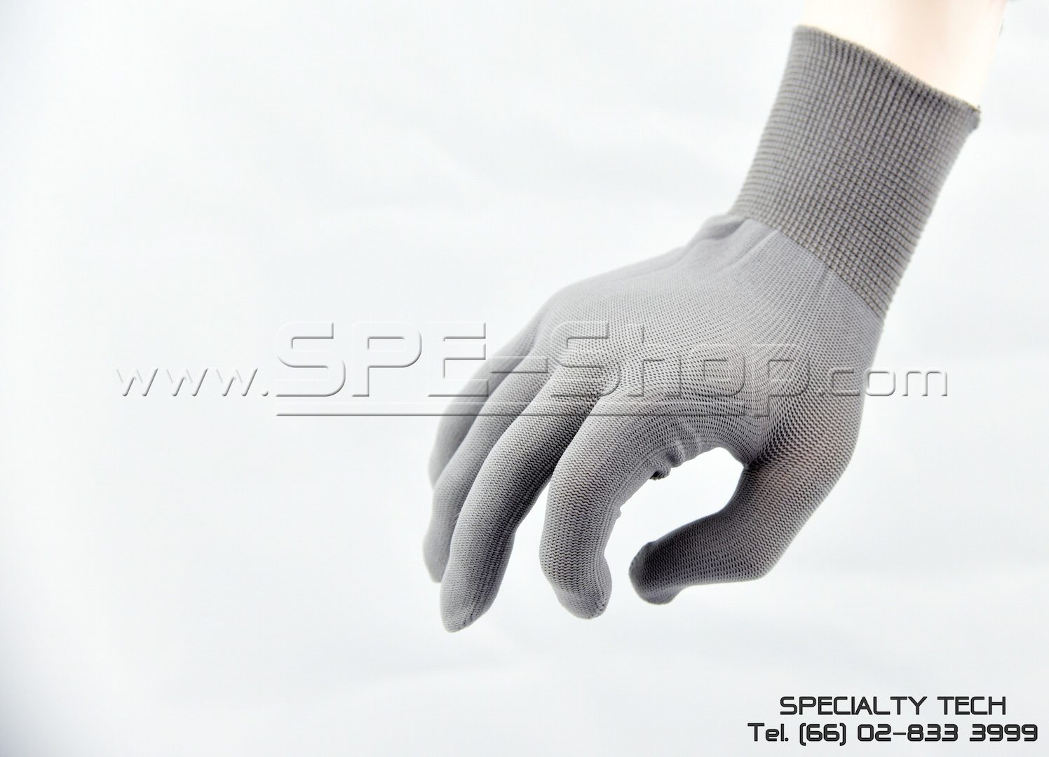 ถุงมือถักไม่เคลือบ (Nylon and PU uncoated Grey)