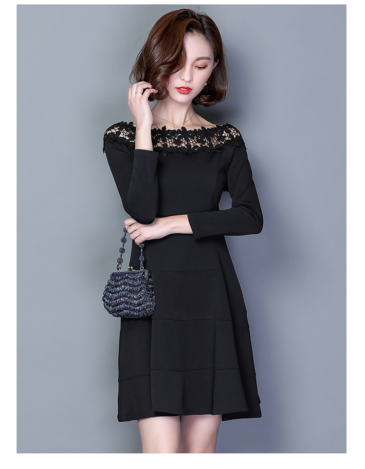 ชุดเดรสสีดำ แขนยาว ส่งฟรี ems