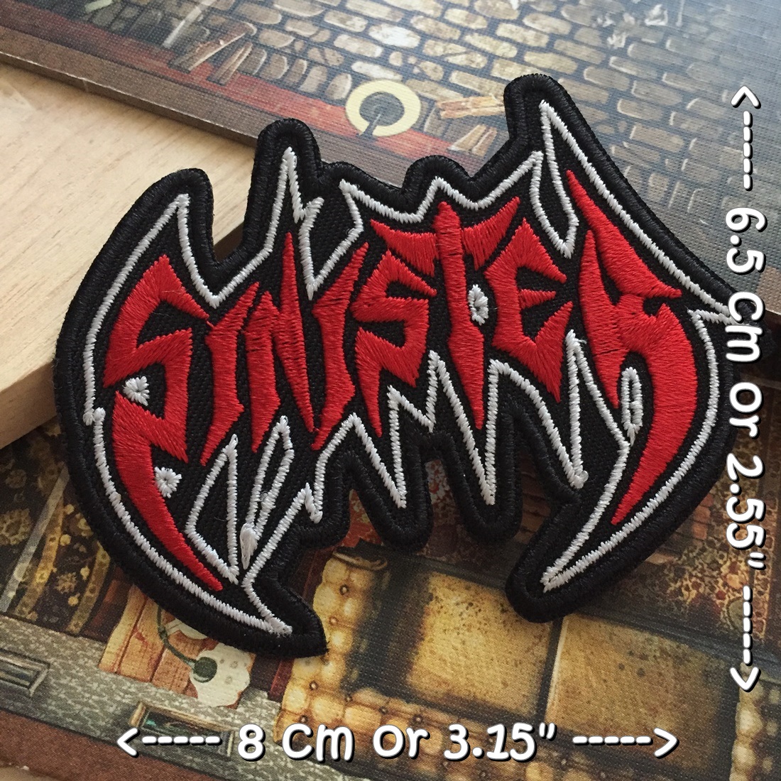 Sinister วงดนตรี ร็อค เฮฟวี่เมทัล พังค์ ตัวรีดแบบปัก อาร์มปัก ตัวรีดติดเสื้อ ตัวรีด ติดกระเป๋า ติดหมวก ติดแจ๊คเก็ต Rock Iron on Embroidered Patch