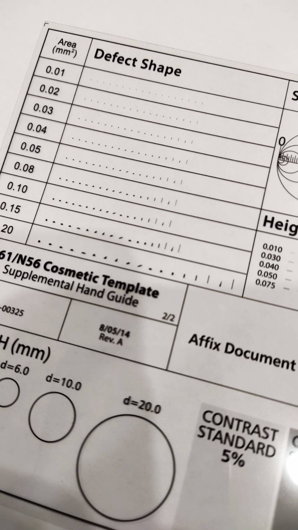 DG120แผ่นใสสำหรับตรวจสอบชิ้นงาน, Dot ruler Point line ruler Stain card Film ruler caliper Defect inspection area ruler R corner fillet.