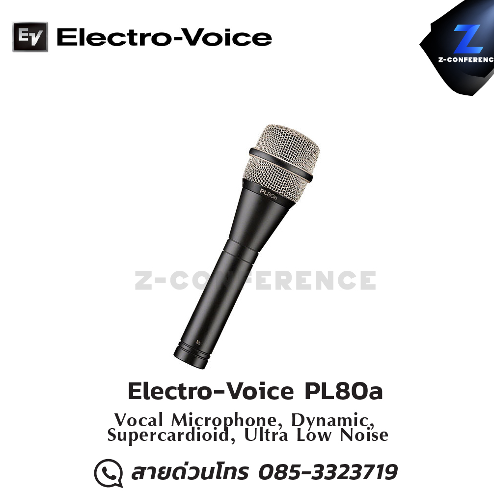 Electro-Voice PL80a Vocal Microphone, Dynamic, Supercardioid, Ultra Low Noise ออกใบกำกับภาษีได้ รับประกัน 1 ปี