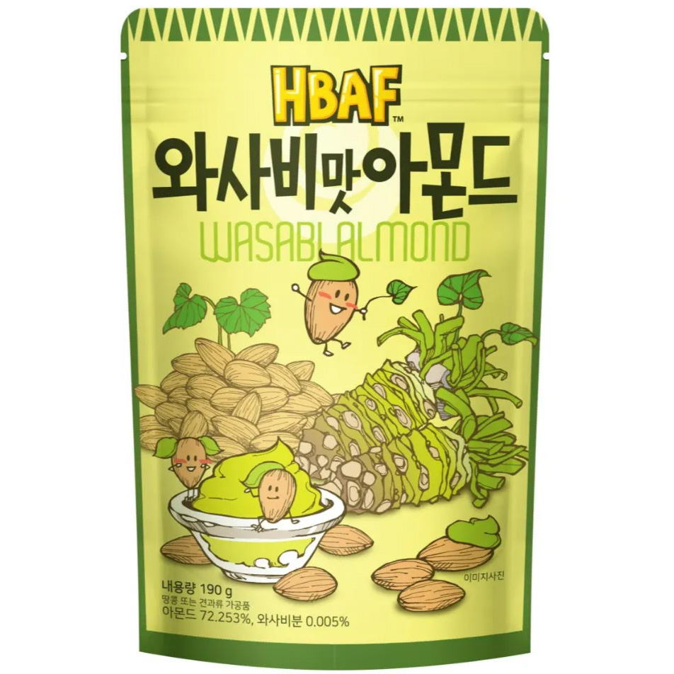 (ห่อใหญ่) Tom's Farm Honey Butter Almond #Wasabi Almond อัลมอนด์เกาหลี ทอมส์ ฮันนี่ บัตเตอร์ ขนมถั่วอัลมอนด์ อัลมอนด์อบสไตล์เกาหลี Toms HBAF อัลมอนด์อบรสวาซาบิ 190g