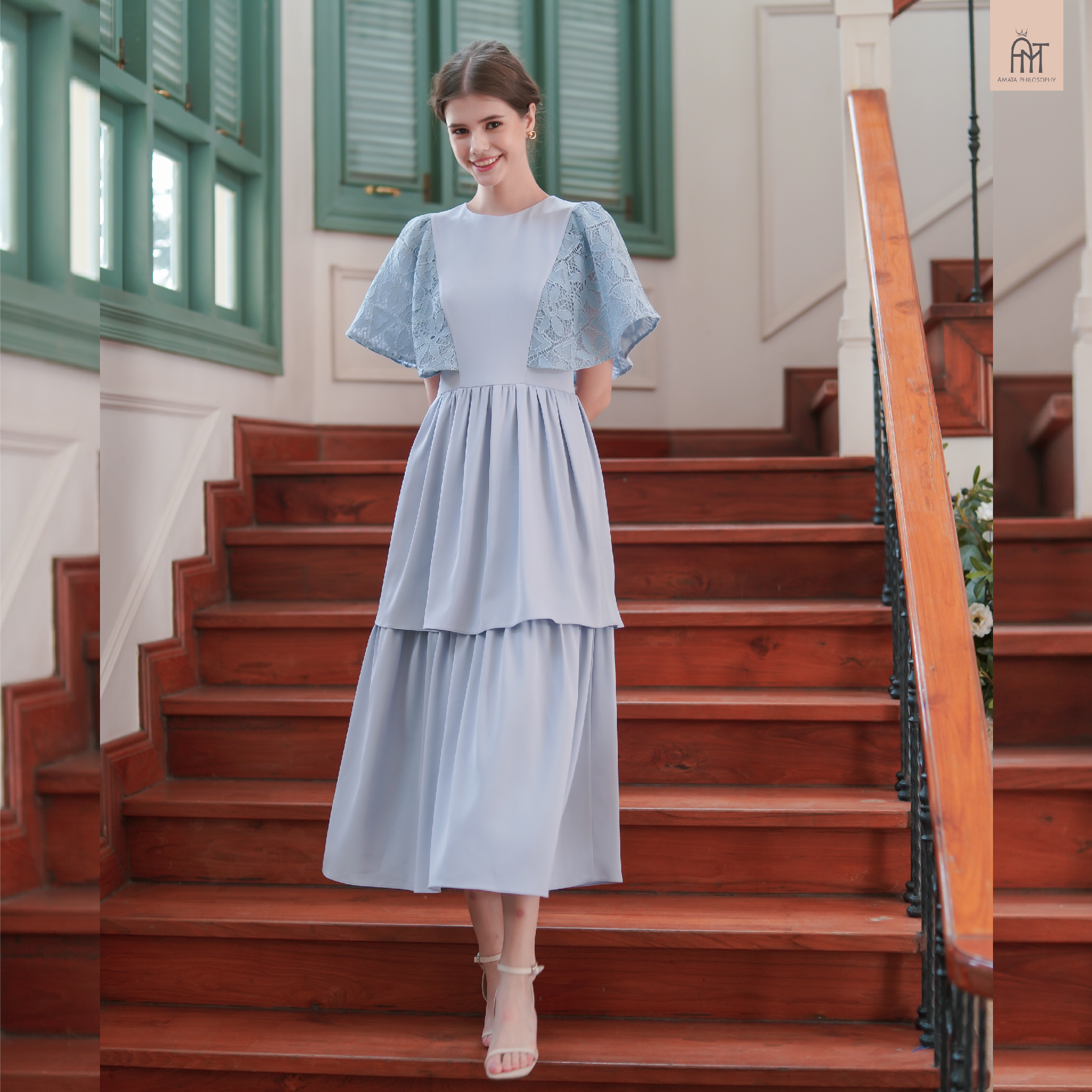 AMATA เดรส E'CLAIR สีฟ้า