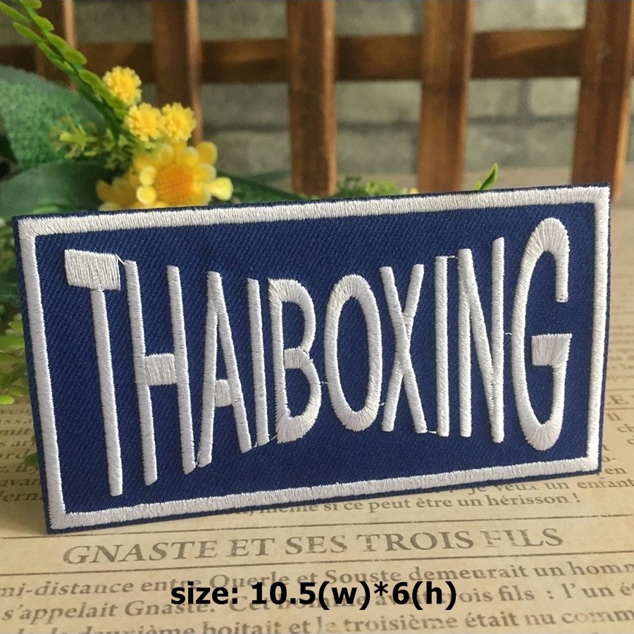Thai Boxing ตัวรีดติดเสื้อ อาร์มรีด อาร์มปัก ตกแต่งเสื้อผ้า หมวก กระเป๋า แจ๊คเก็ตยีนส์ Quote Embroidered Iron on Patch