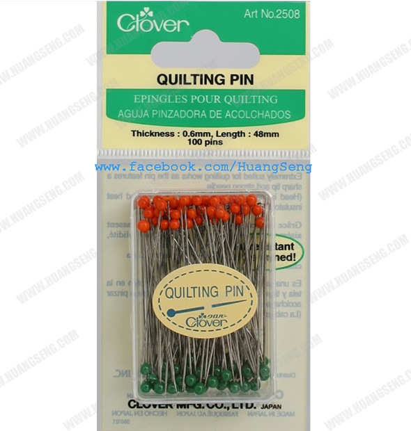 เข็มหมุดหัวแก้วQUILTING หัวแก้ว CLOVER ขนาด 0.60 x 48mm (100ตัว)