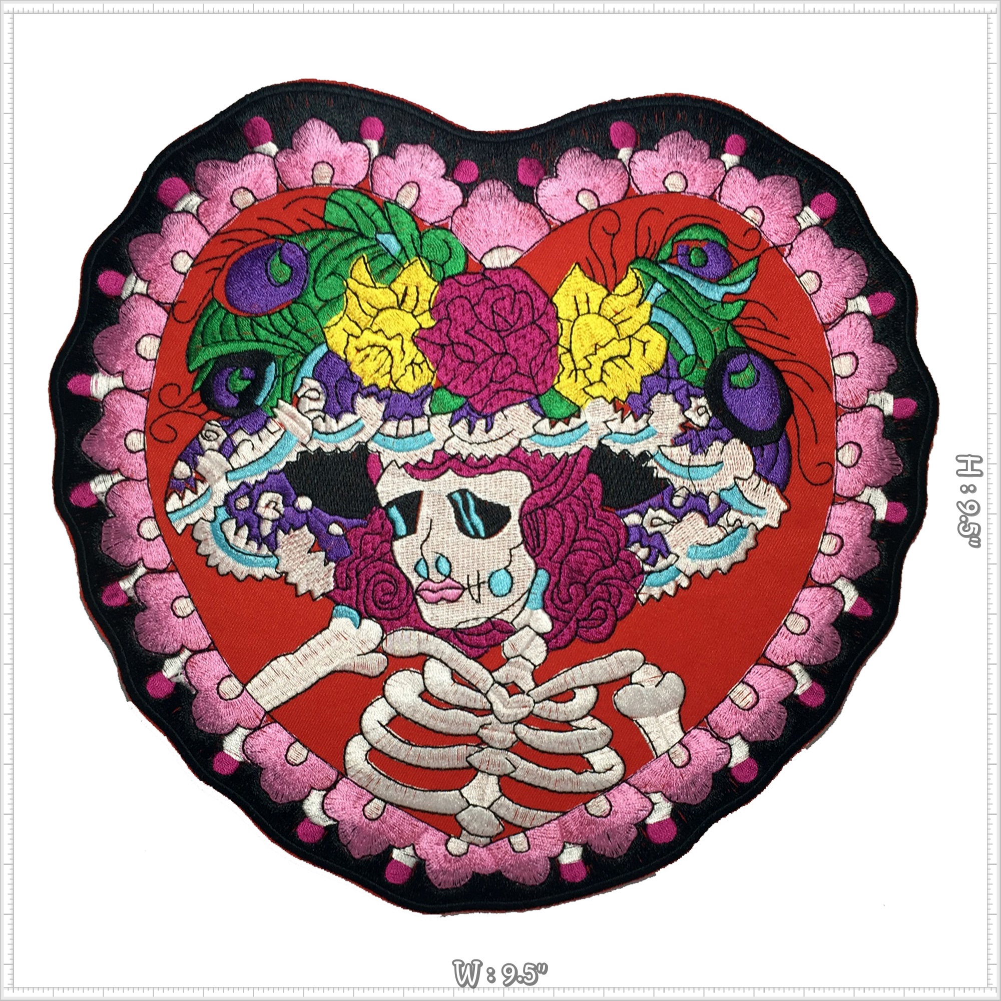 ผีผู้หญิง หัวใจ ตัวรีดติดเสื้อ อาร์มรีด อาร์มปัก ตกแต่งเสื้อผ้า หมวก กระเป๋า แจ๊คเก็ตยีนส์ Embroidered Iron on Patch ไซส์ใหญ่