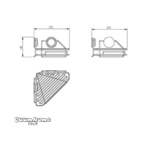 CH-22 ชั้นวางเข้ามุมสแตนเลส ไม่ต้องเจาะผนัง - Rectangle Stainless Shelf
