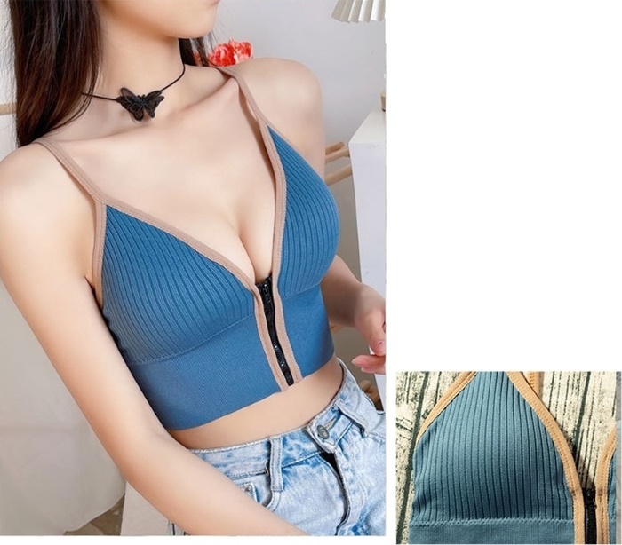 NA202 เสื้อบราสายเดี่ยวเอวลอยเซ็กซี่ ด้านในเป็นฟองน้ำถอด-ใส่ได้ ด้านหน้าเป็นซิปรูดผ่ากลางตามรูปเลยค่ะ
