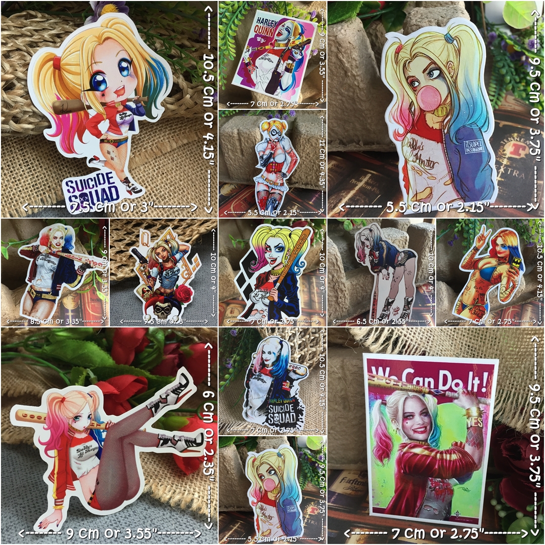 Harley Quinn การ์ตูน สติกเกอร์ เคลือบกันน้ำ ติดกระเป๋าเดินทาง มอเตอร์ไซด์ Laptop เคสโทรศัพท์ กระบอกน้ำ Waterproof Decal Sticker