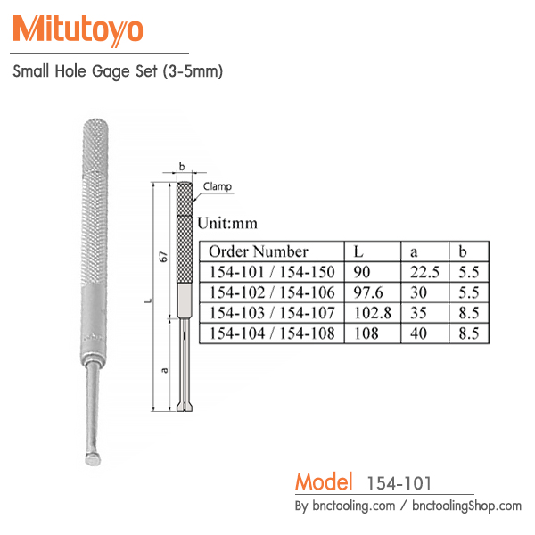Mitutoyo,Small Hole Gage Set (3-5mm),154-101