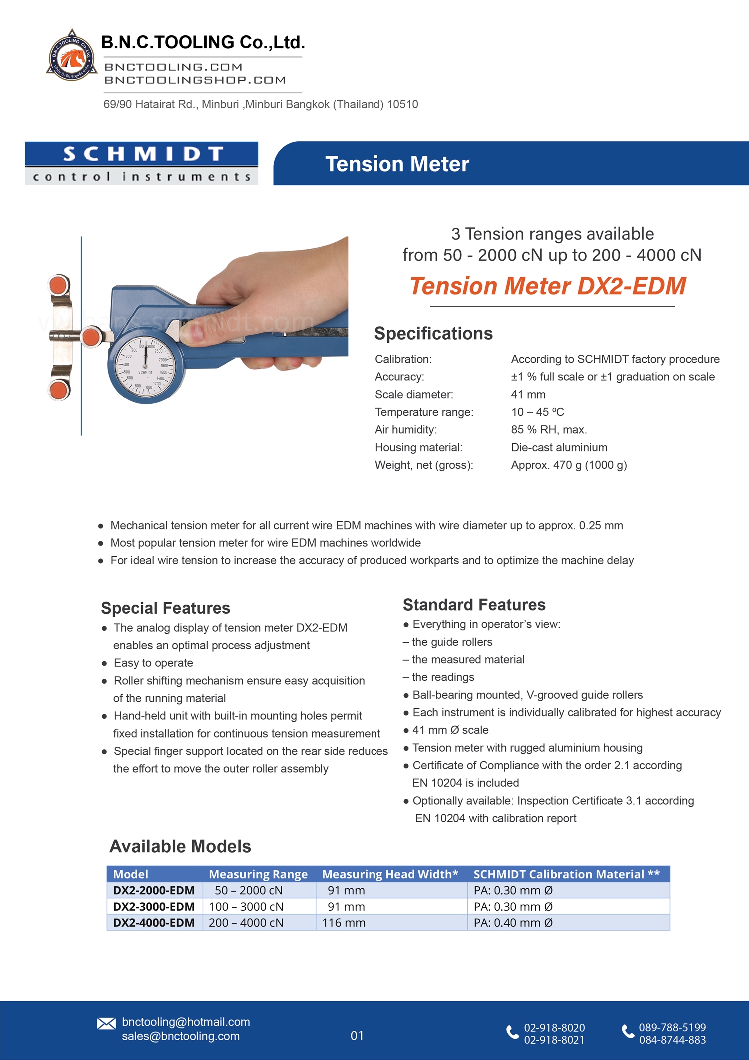 SCHMIDT ,3 Tension ranges available from 50 - 2000 cN up to 200 - 4000 cN,DX2-EDM
