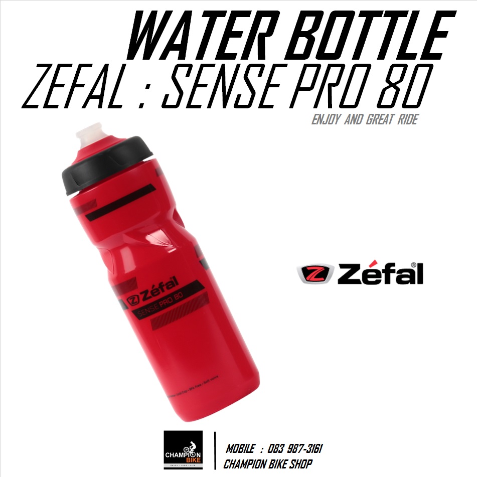 ขวดน้ำจักรยาน ZEFAL : SENSE PRO 80 WATER BOTTLE 800 ml. สีแดง-ดำ