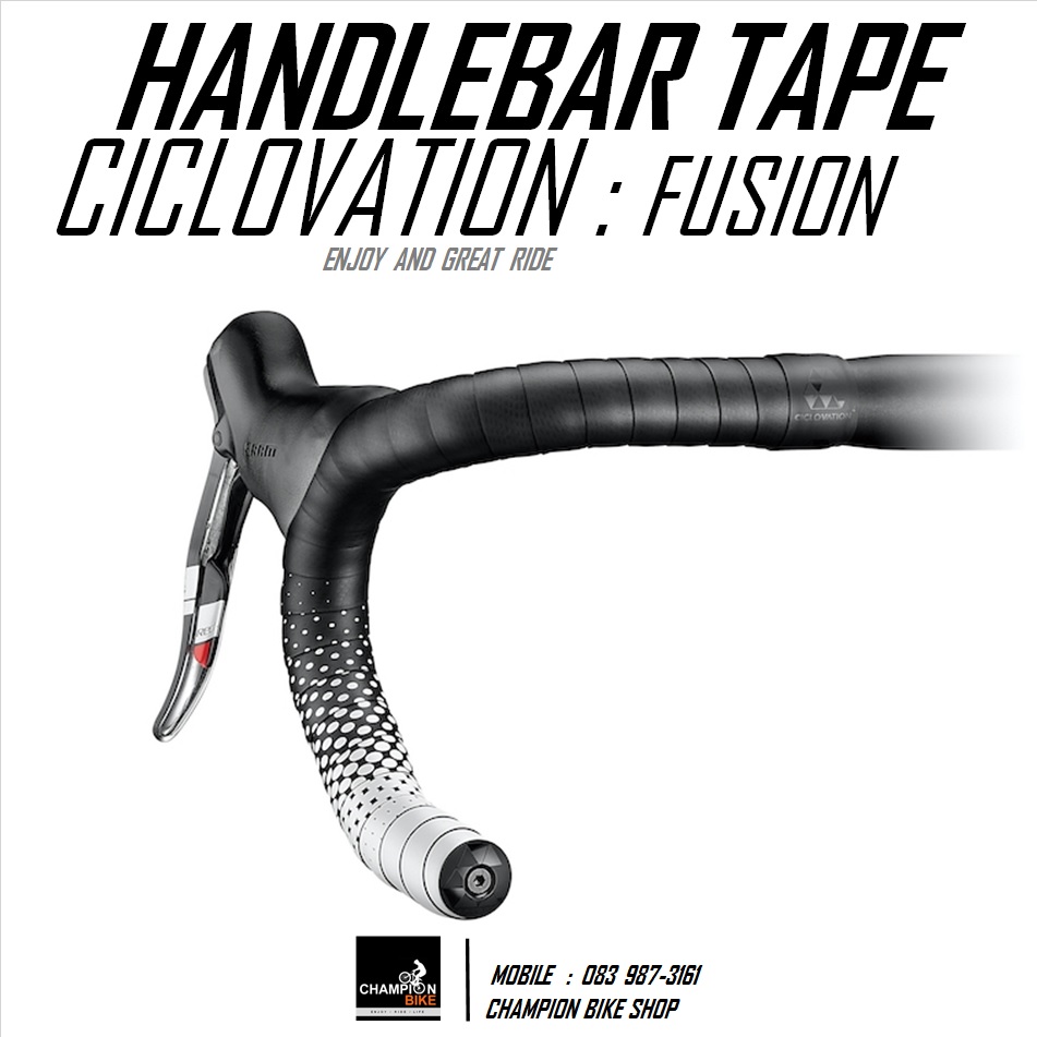ผ้าพันแฮนด์เสือหมอบ CICLOVATION : FUSION SERIES HANDLEBAR TAPE สีดำด้าน-ขาว
