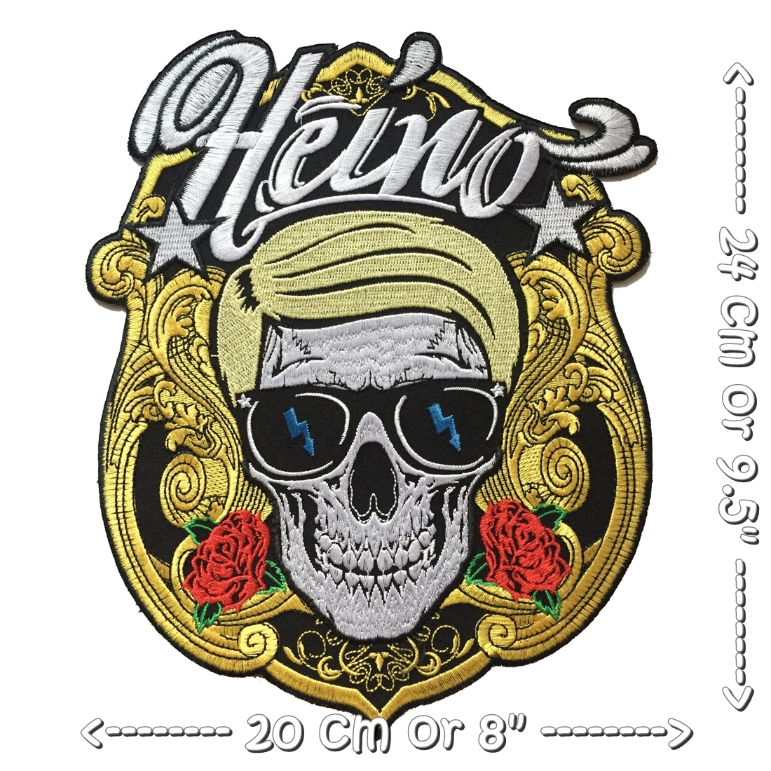 Heino ตัวรีดติดเสื้อ อาร์มรีด อาร์มปัก ตกแต่งเสื้อผ้า หมวก กระเป๋า แจ๊คเก็ตยีนส์ Embroidered Iron on Patch ไซส์ใหญ่