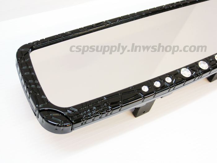 กระจกมองหลัง ลายหนังจระเข้ดำ ฝังคริสตัล MYCARR (ไต้หวัน)