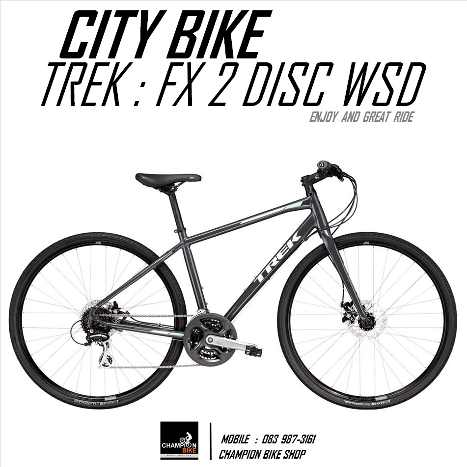 จักรยานซิตี้ไบค์ TREK : FX 2 DISC CITY BIKE -2018 สีเทาดำ-ขาว-เขียวมินต์