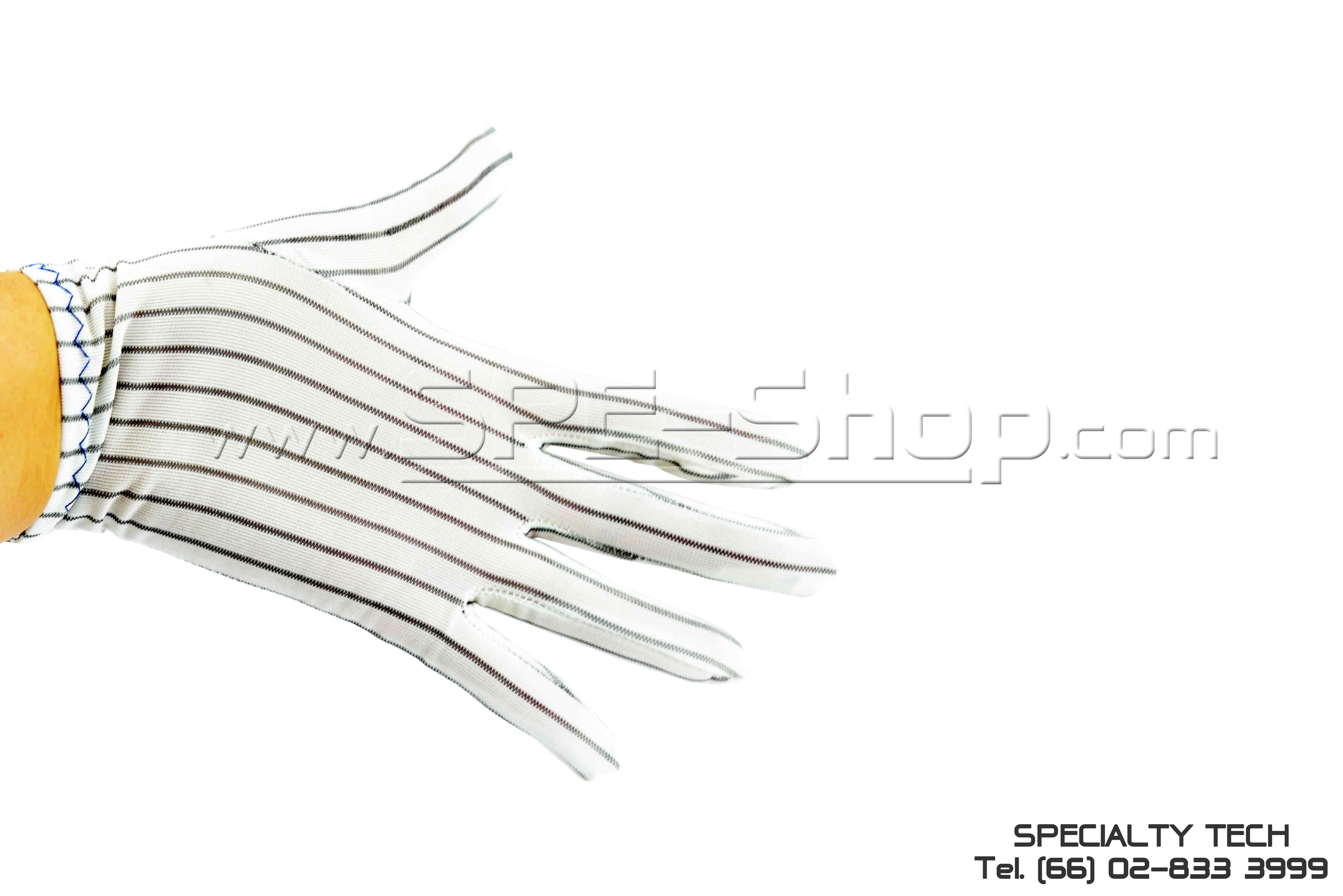 Glove Conductive 10MM ถุงมือป้องกันไฟฟ้าสถิต เส้นสีเข้ม