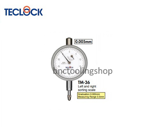 ไดอัลเกจหน้าปัดเล็กความละเอียด 0.01มิล-Small Dial Indicator Graduation 0.01mm,TECLOCK,TM-36