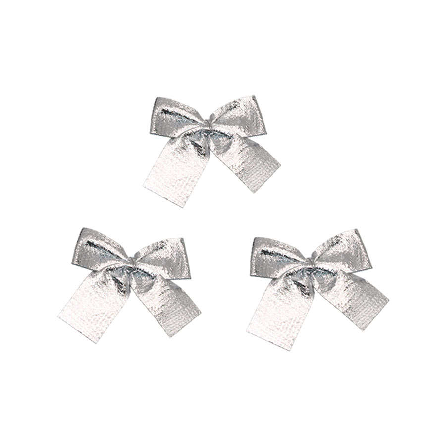 โบว์สีเงิน 12 ชิ้น โบว์ประดับต้นคริสต์มาส โบว์ผ้า โบว์ขนาดเล็ก อุปกรณ์ตกแต่งต้นคริสต์มาส Christmas Tree Decoration Ribbon