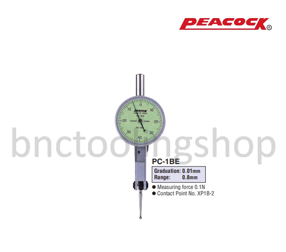 ไดอัลเทส ขนาด 0.8มิล ความละเอียด 0.01มิล,Super Low Measuring Force Test Indicators Range 0.8mm Graduation 0.01mm,Peacock,PC-1BE
