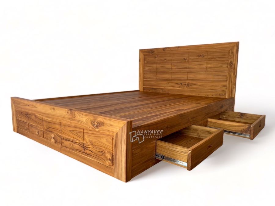 เตียงนอนไม้สัก สไตล์โมเดิร์น 6 ฟุต