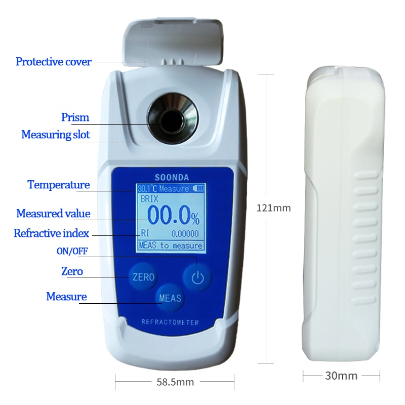 Digital Brix Meter Refractometer, Fruit Juice Drinks Sprite Beverage Sugar Tester Meter Suger Content Measuring Instrument 55%