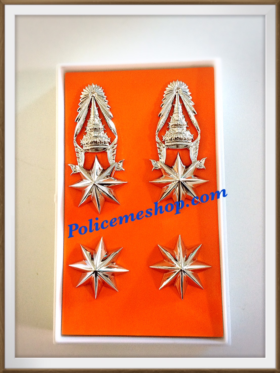 เครื่องหมายยศพันตำรวจโท,พ.ต.ท.- (ชาย/หญิง) โลหะชุบทองคำขาว,ขาเกลียว
