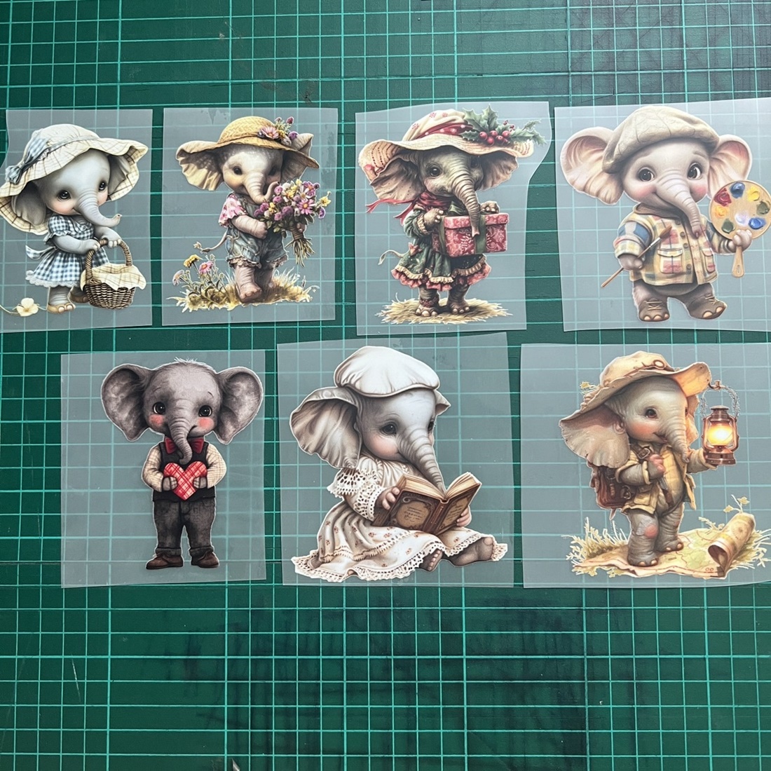ตัวรีดติดเสื้อ ช้าง วินเทจ น่ารัก สติกเกอร์ ฟิลม์รีดร้อน พิมพ์ลาย สกรีนลาย ฟิลม์ DFT DTF