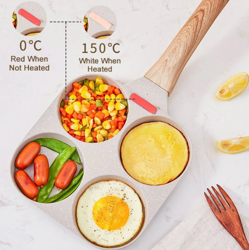 กระทะเคลือบ 4 หลุม มีด้ามจับถนัดมือ