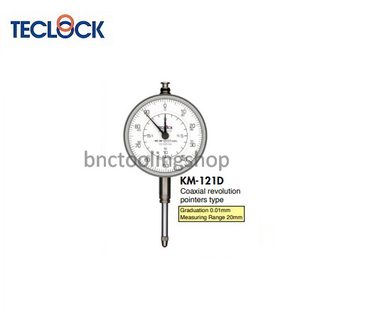 ไดอัลเกจแกนวัดยาวความละเอียด 0.01มิล,Long Stroke Dial Indicator Graduation 0.01mm,TECLOCK,KM-121D