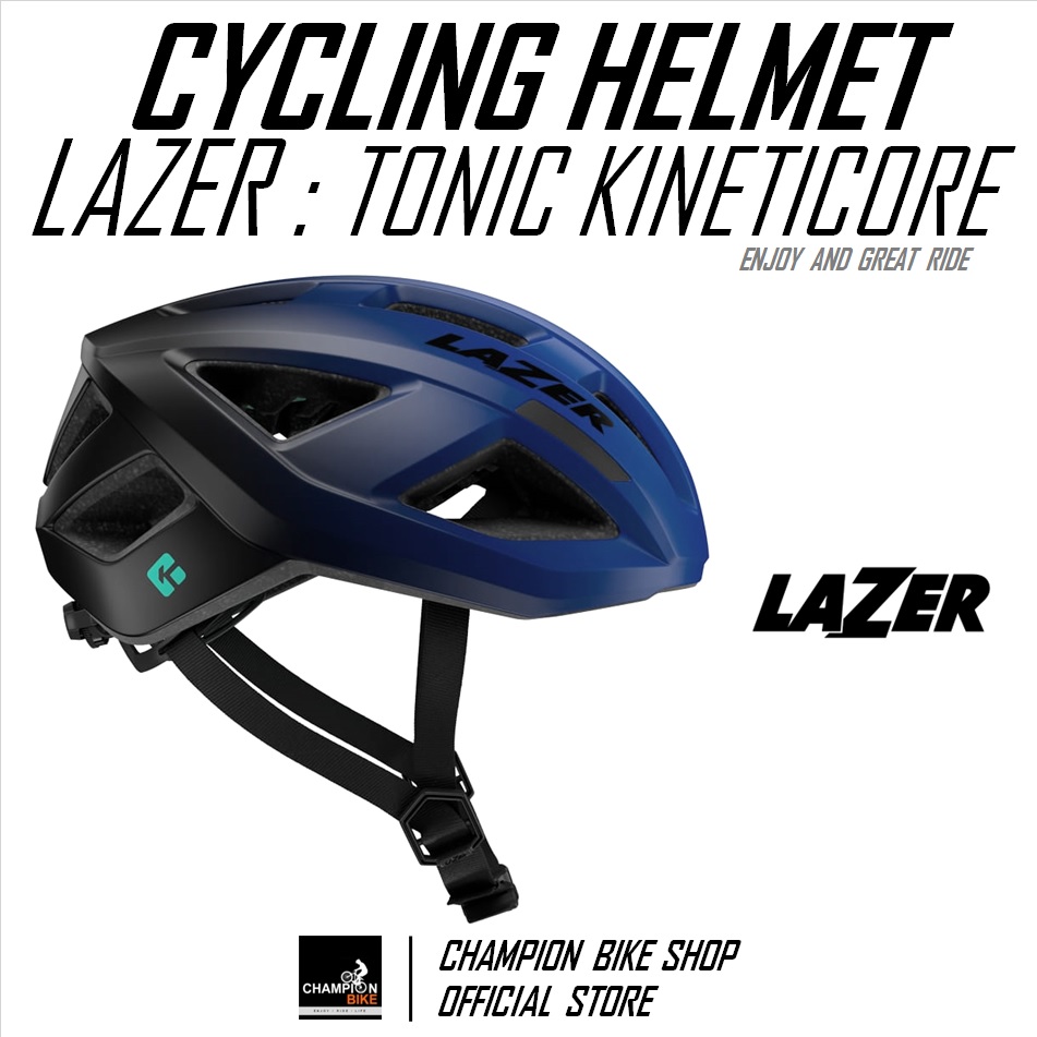 หมวกจักรยาน LAZER : TONIC KINETICORE BIKE HELMET สีน้ำเงินด้าน-ดำด้าน