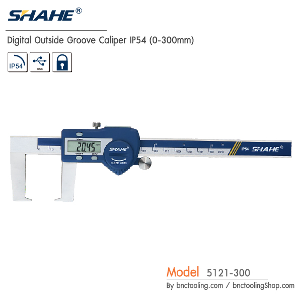 SHAHE,Digital Outside Groove Caliper IP54 (0-300mm),5121-300