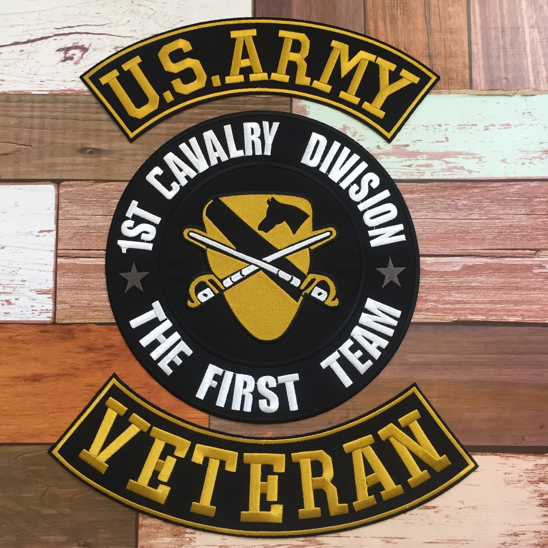 Set 3 ชิ้น U.S. Army ตัวรีดติดเสื้อ อาร์มรีด อาร์มปัก ตกแต่งเสื้อผ้า แจ๊คเก็ตยีนส์ Embroidered Iron on Patch ขนาดใหญ่