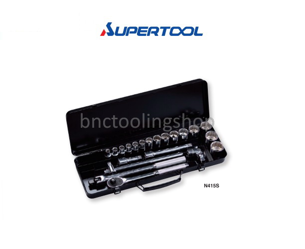 ประแจบ๊อกชุด รู1/2"(12.7mm),Socket Wrench Set Square Drive 1/2"(12.7mm)21Q'ty,Supertool,N412S