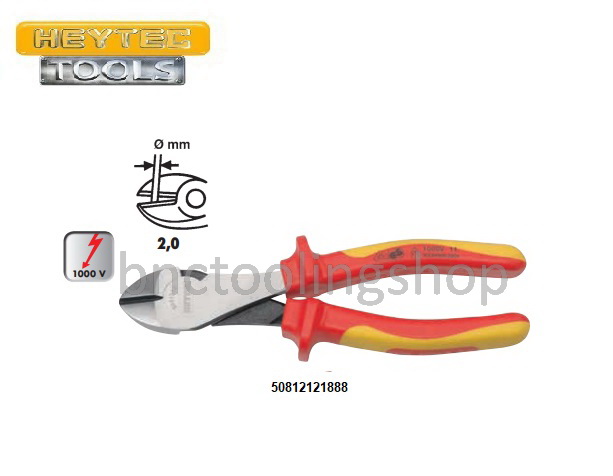 คีมตัดสายไฟงานหนักหุ้มฉนวนกันไฟ 1000โวลท์ ยาว 180มิล ,VDE Diagonal cutting nipper Lenght 180mm,HEYTEC,50812121888