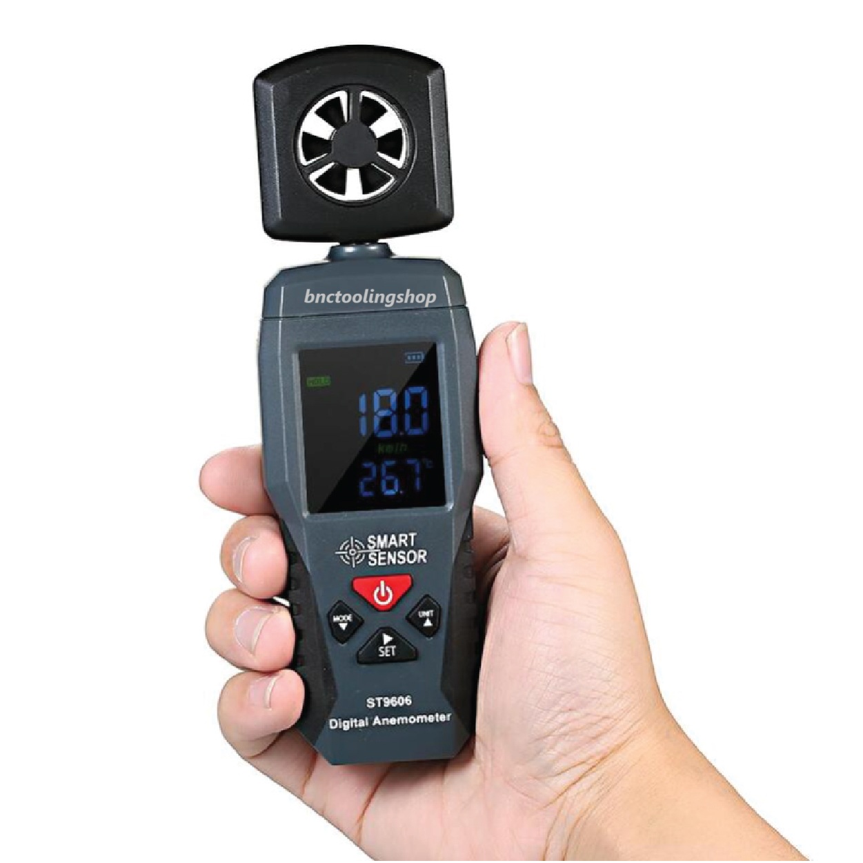 เครื่องวัดค่าความเร็วลม BRAND SMART SENSOR ST9606 เครื่องวัดความเร็วลม/อุณหภูมิ Thermo-Anemometer.,Digital Anemometer Wind Speed Meter Air Velocity Flow Gauge Thermometer Wind Speed Measurement Instrument Airflow Sensor Meter,