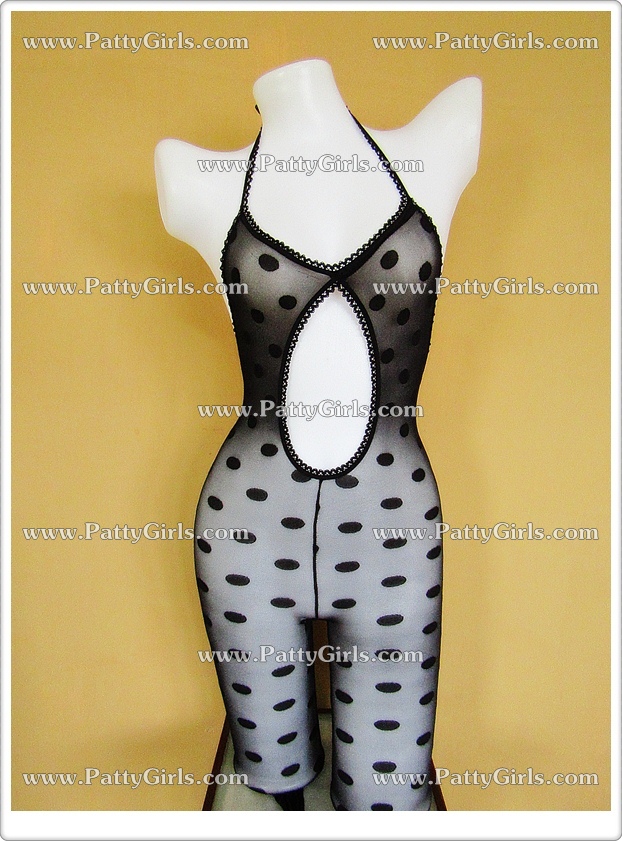 K293 ชุดถุงน่องเต็มตัวสีดำ ชุดถุงน่องเปิดเป้าเซ็กซี่เป็นบอดี้สูทเนื้อถุงน่องสีดำสวมใส่แบบใช้สายผูกคล้องคอ ตัวชุดเป็นลายวงกลมสีดำตามรูปถ่ายสินค้าจริงเลยค่ะ