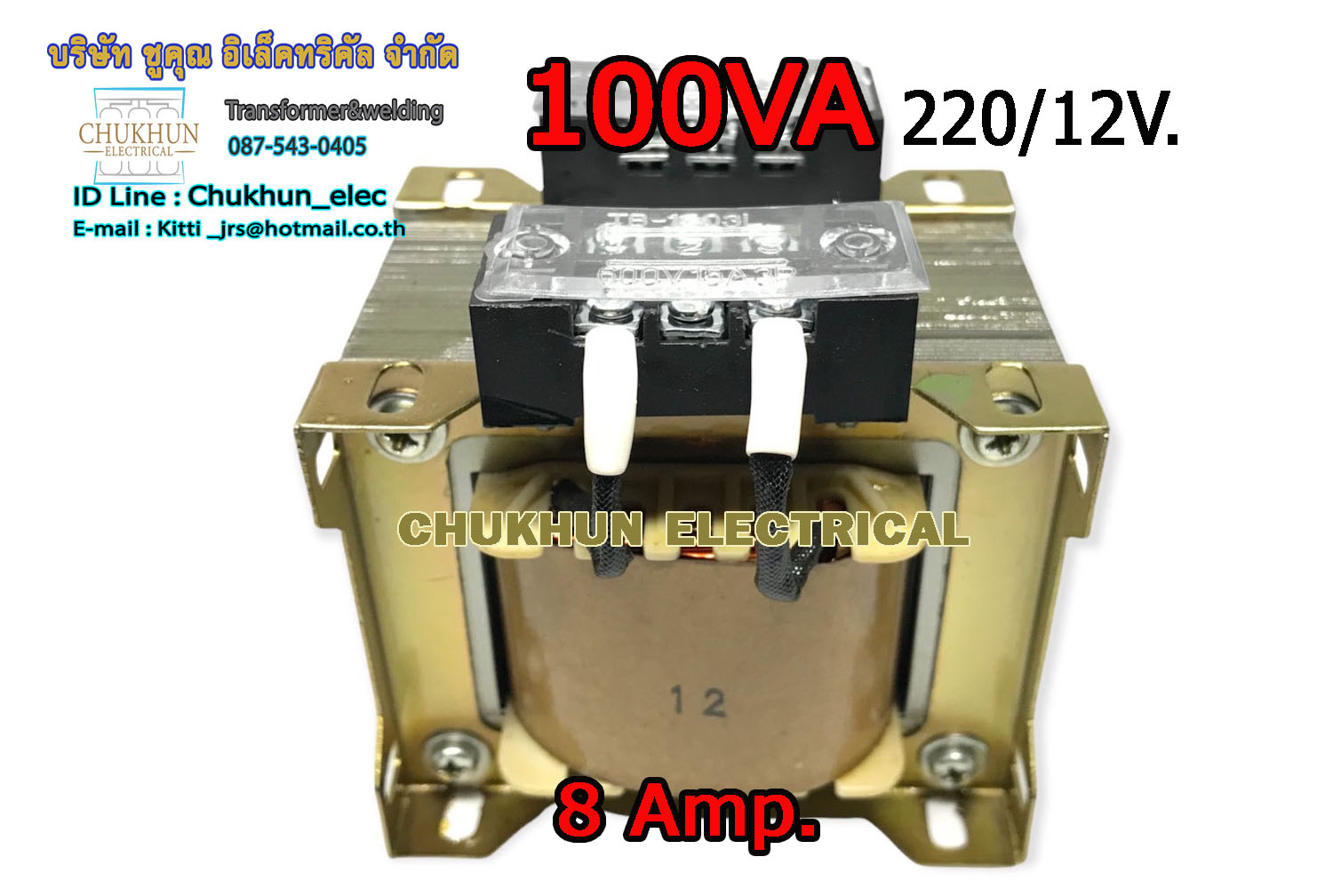 หม้อแปลงไฟฟ้า Input 220V. Output 12V. 8Amp