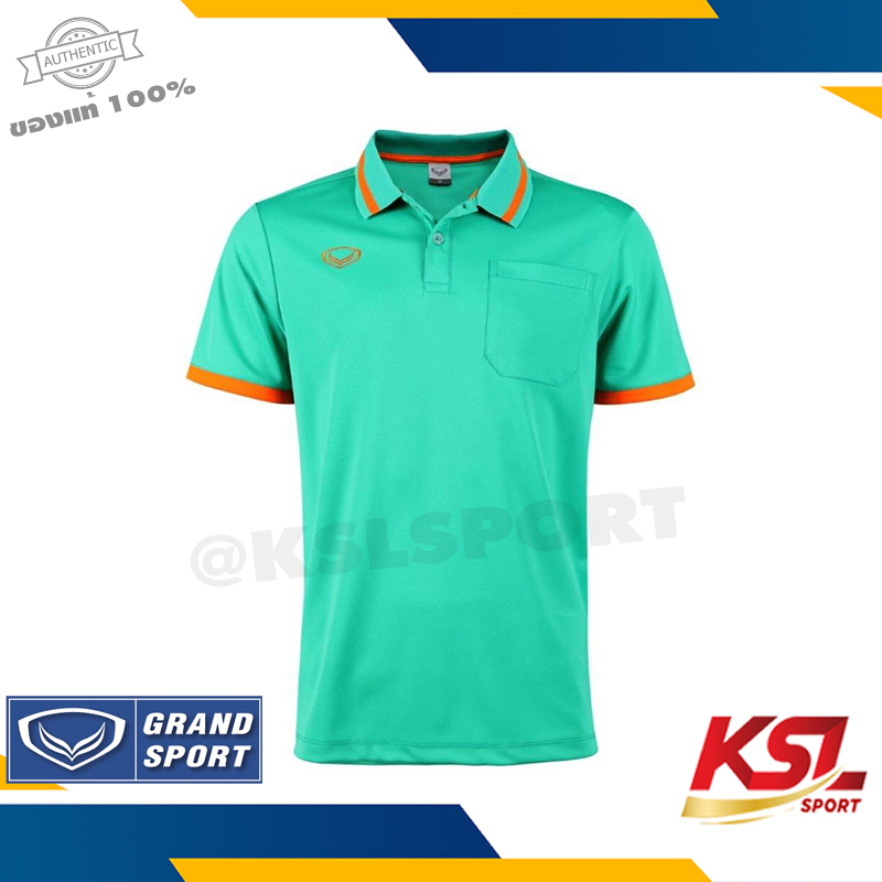 Grand Sport เสื้อโปโลผู้ชาย แกรนด์สปอร์ต รหัส 012585 (12-585) สีกรมท่า/เหลือง/แดง/เทา/ชมพู/บานเย็น/ม่วง/ส้ม/เขียว/ฟ้า/ขาว