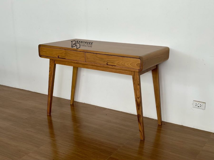 โต๊ะทำงานมินิมอลไม้สัก สีธรรมชาติ