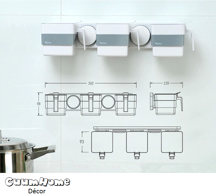 KC-02 ที่ใส่เครื่องปรุง 3 ชนิด ไม่ต้องเจาะผนัง
