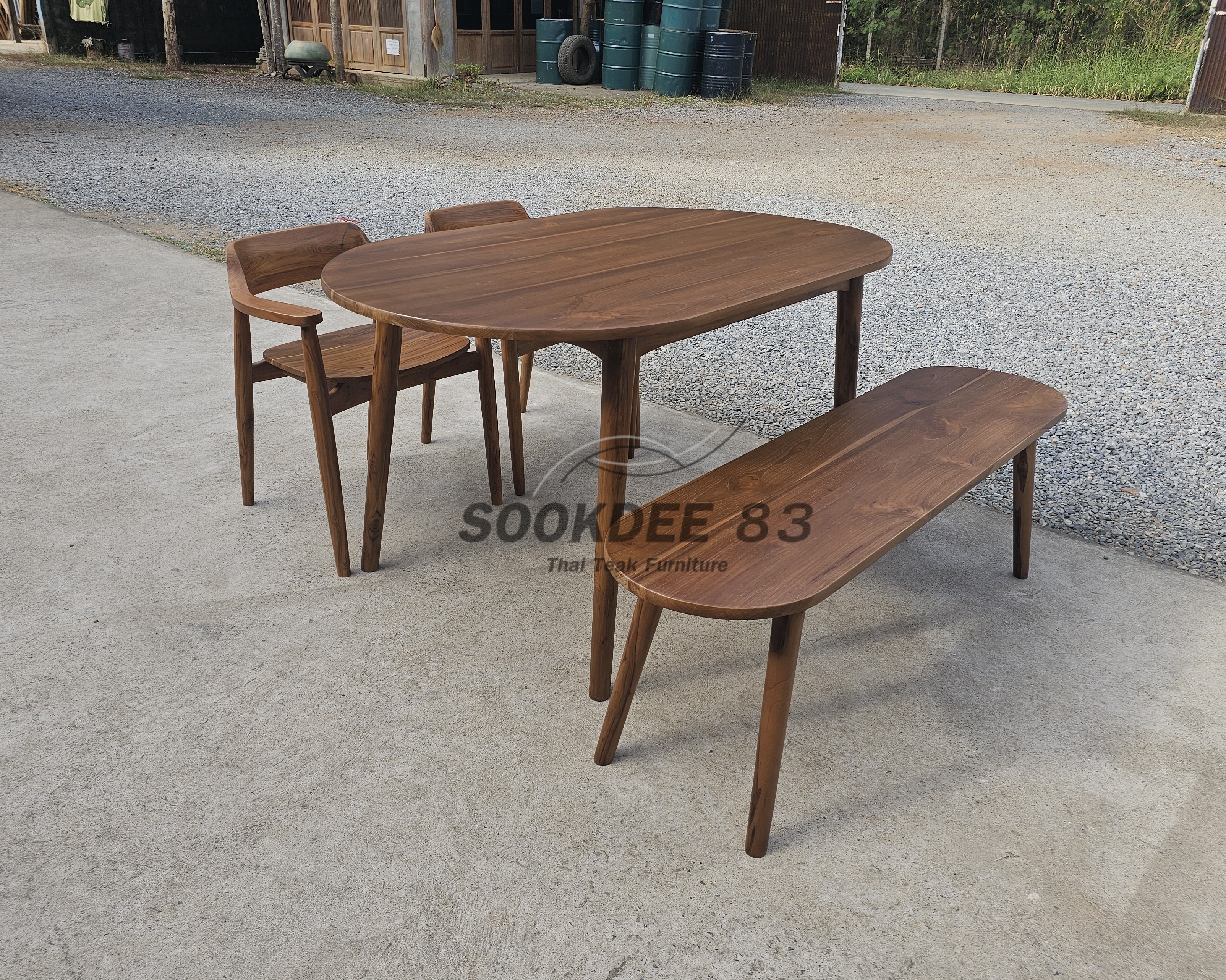 ชุดโต๊ะกินข้าววงรีมินิมอล มานั่งยาว เก้าอี้ฮิโรชิมา